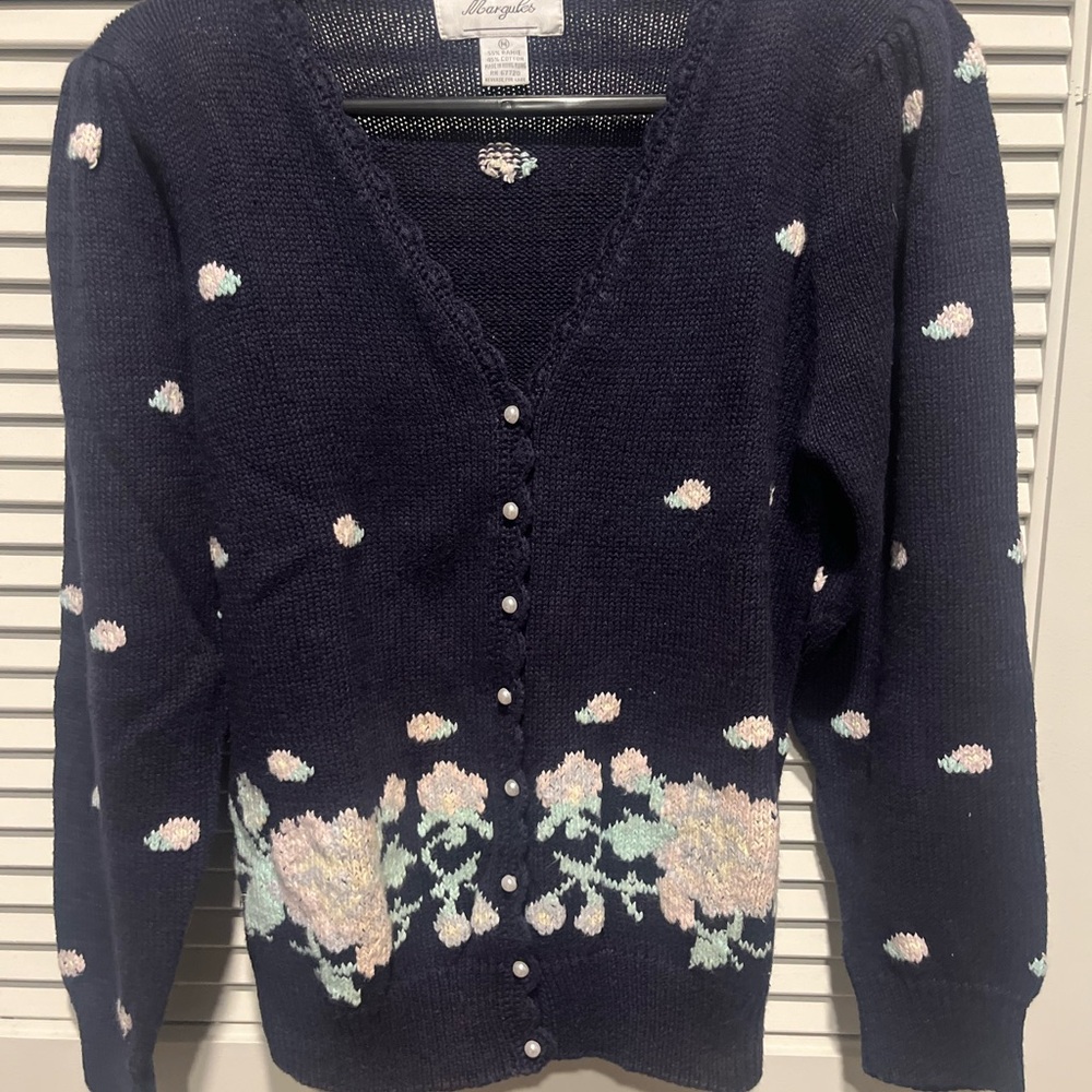 Vintage Navy Floral Women's Sweater